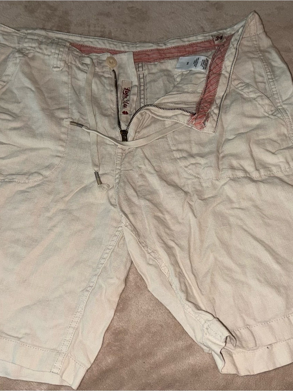 Lucky Brand Cream Men's Casual Drawstring Shorts